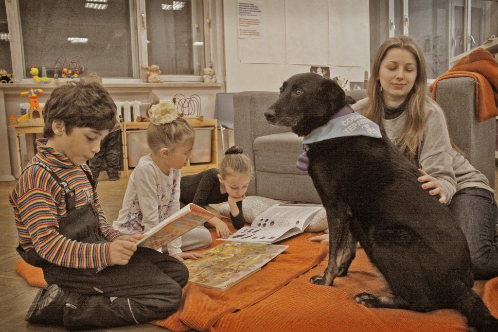Дети читают собаке. Собака в библиотеке. Щенята в библиотеке. Чтение с собакой. Чтение книги с собакой.