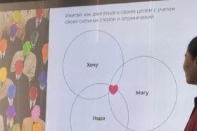 Ученики школы №1799 осваивают секреты нетворкинга с бренд-менеджером соцсети. Фото: официальная страница школы №1799 в социальных сетях